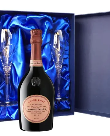 Laurent Perrier Rose Champagne 75cl And Royal Scot Glasses Blue Gift Box Set