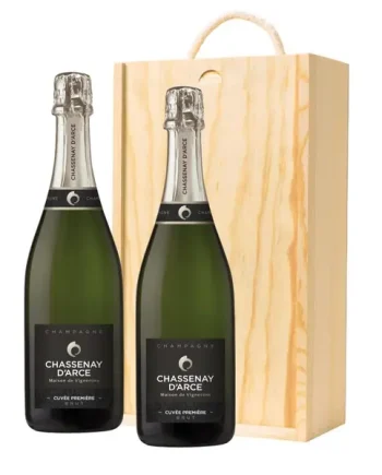 Chassenay d'Arce Cuvee Premiere Brut Champagne 75cl Twin Pine Wooden Gift Box (2x75cl)