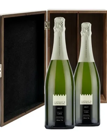 Castillo de Mont-Blanc Cava 75cl Twin Luxury Elm Wood Gift Box (2x75cl)