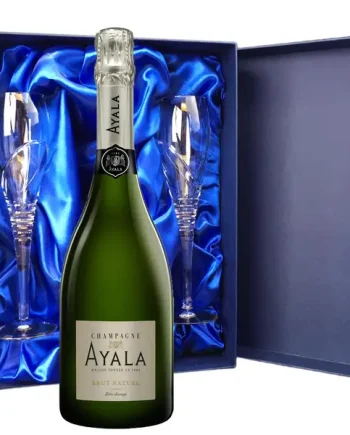 Ayala Brut Nature Champagne 75cl And Royal Scot Glasses Blue Gift Box Set
