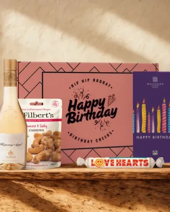 Happy Birthday Whispering Angel Rosé Wine and Snacks Gift Box – 37.5cl (13% ABV)