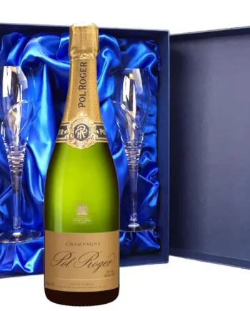 Pol Roger Rich Demi Sec Champagne 75cl And Royal Scot Glasses Blue Gift Box Set