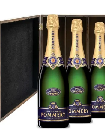 Pommery Brut Apanage Champagne 75cl Three Bottle Luxury Elm Wood Gift Box