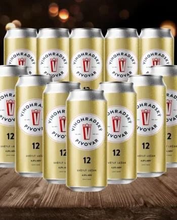 Vinohradský Pivovar 12 Czech Unflitered Lager 500ml Cans - 4.8% ABV (12 Pack) - BBD 14/3/26