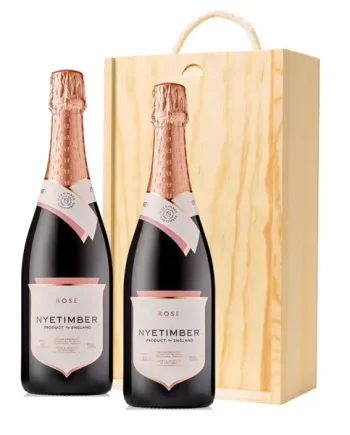 Nyetimber Rose English Sparkling Wine 75cl Twin Pine Wooden Gift Box (2x75cl)