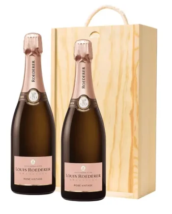 Louis Roederer Vintage Rose 2017 Champagne 75cl Twin Pine Wooden Gift Box (2x75cl)