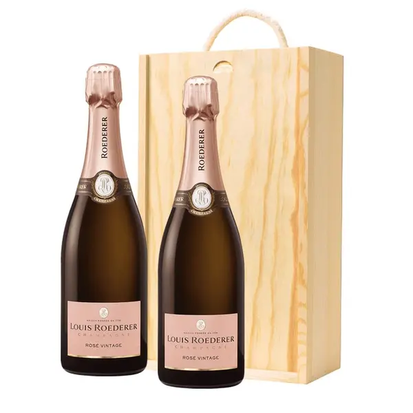 Louis Roederer Vintage Rose 2017 Champagne 75cl Twin Pine Wooden Gift Box (2x75cl)