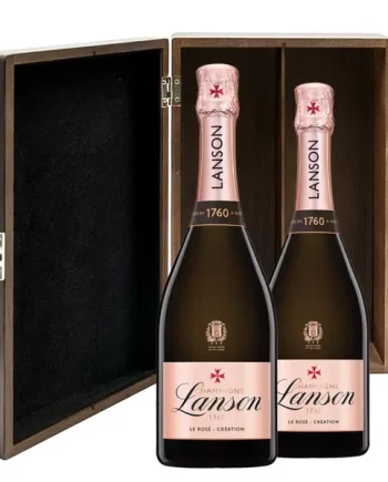 Lanson Le Rose Creation Champagne 75cl Twin Luxury Elm Wood Gift Box (2x75cl)