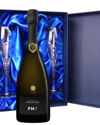 Bollinger PN AYC21 Champagne NV 75cl And Royal Scot Glasses Blue Gift Box Set