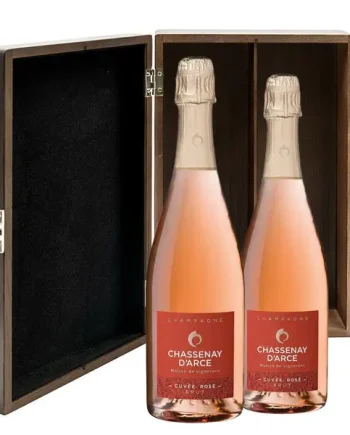 Chassenay dArce Cuvee Rose Champagne 75cl Twin Luxury Elm Wood Gift Box (2x75cl)