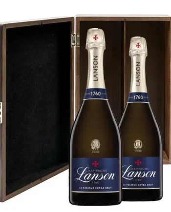 Lanson Le Reserve Extra Brut 75cl Twin Luxury Elm Wood Gift Box (2x75cl)