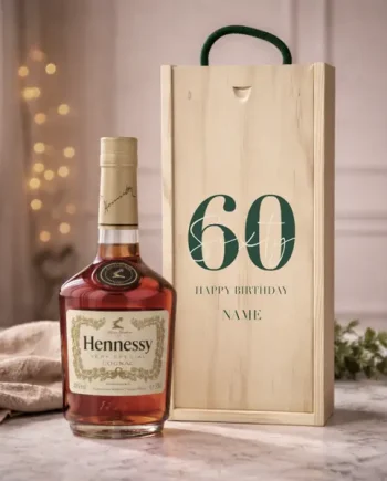Personalised 60th Birthday Hennessy VS Cognac Gift Set – 70cl Luxury Cognac with Personalised Lid