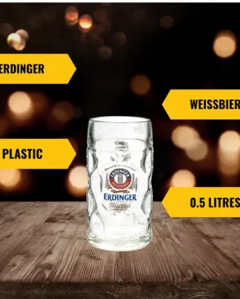 ERDINGER Plastic 0.5L Beer Stein – Reusable Branded German Wheat Beer Festival Mug