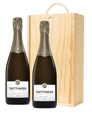 Taittinger Brut Vintage Champagne 2016 75cl Twin Pine Wooden Gift Box (2x75cl)